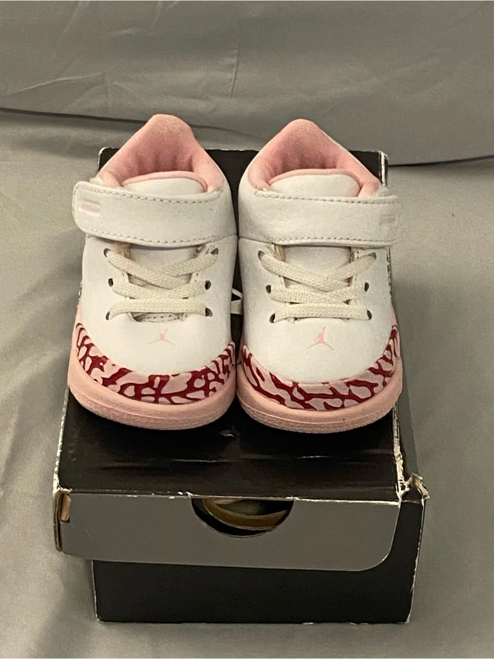 Jordan Baby & Walker White Pink Retro Elephant Print Shoes